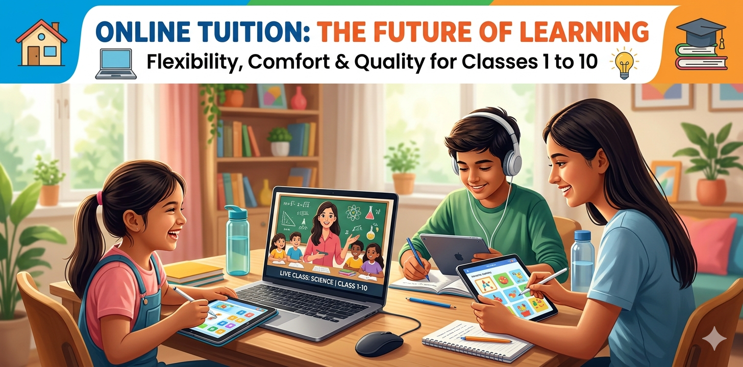 This is an image of Students studying with the support of an online tutor where they get all the doubts clarified
